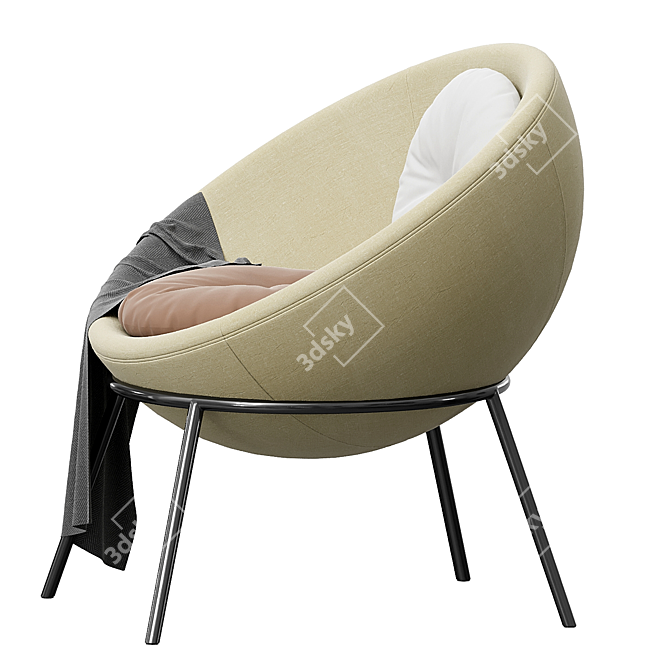 Sand Nuance Bowl Chair: Elegant and Comfortable 3D model image 6