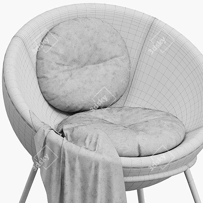 Sand Nuance Bowl Chair: Elegant and Comfortable 3D model image 7