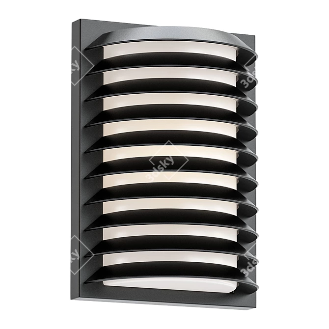 Sleek Black Grid Outdoor Wall Light 3D model image 1