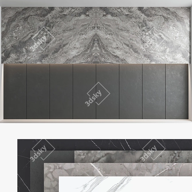 Modern Marble Wall Panel Set 3D model image 1