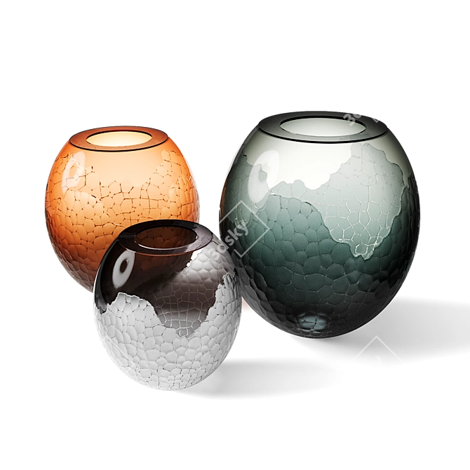 Handcrafted Carved Glass Round Set 3D model image 2