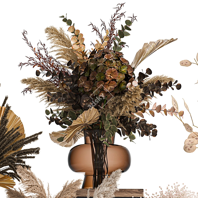 Title: Autumn Bliss Dried Flower Bouquet 3D model image 5