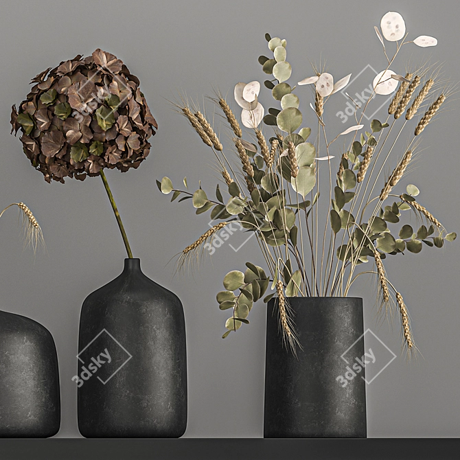 Elegant Dried Flower Bouquets 3D model image 3