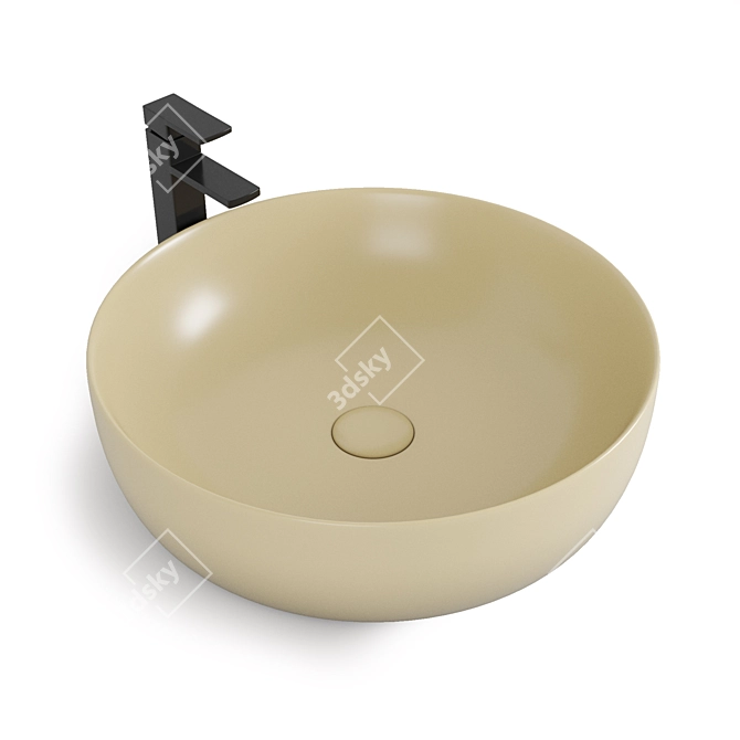 BelBagno Ceramic Countertop Washbasin, Matt Beige 3D model image 1