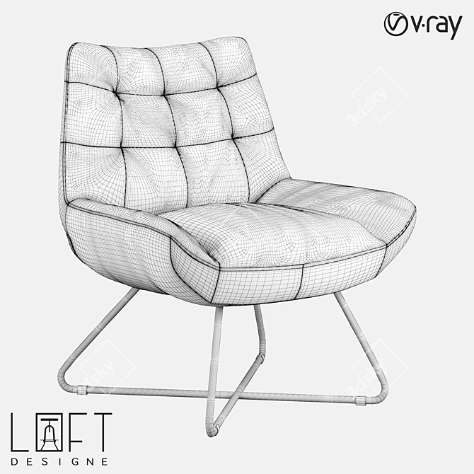 LoftDesign Armchair 31672: Sleek Metal and Leather 3D model image 2