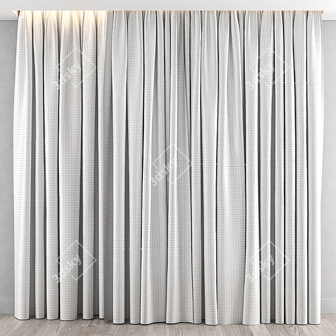 Elegant Two-Tone Curtains - 3 Options 3D model image 3