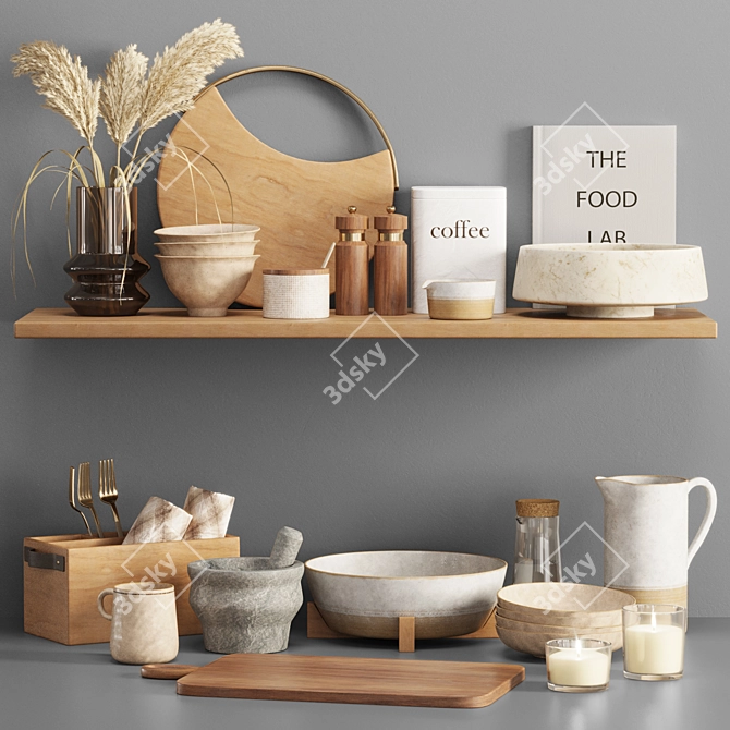 Sleek Kitchen Essentials Set 3D model image 1