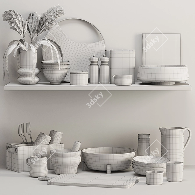 Sleek Kitchen Essentials Set 3D model image 5