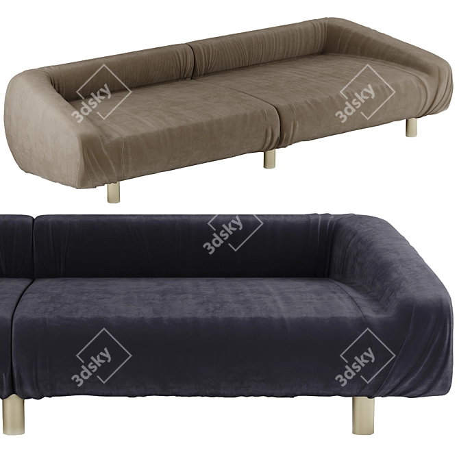 BAXTER FOLD Leather Sofa: Elegant Comfort in Real Leather 3D model image 4