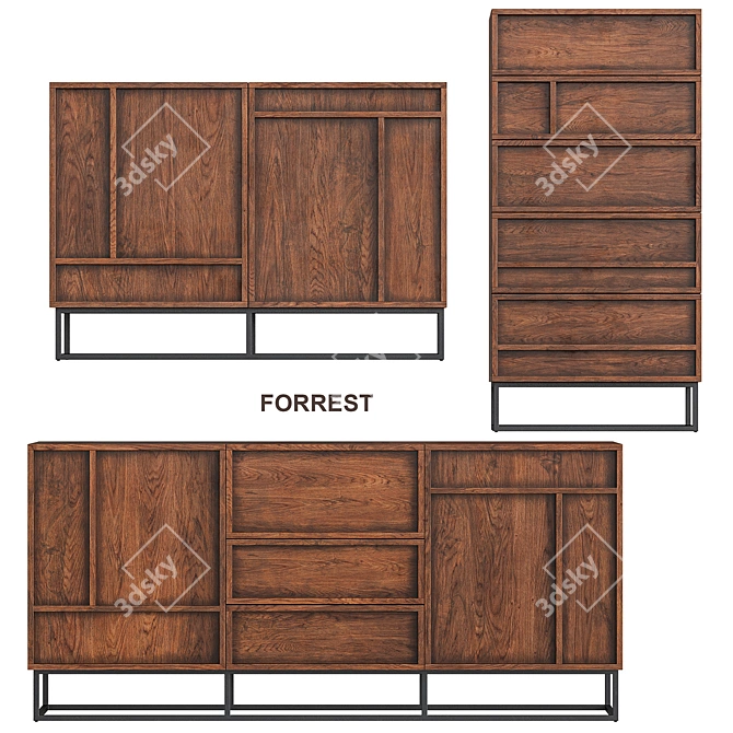 FORREST Dark Wood Chest of Drawers from WOOOD 3D model image 2