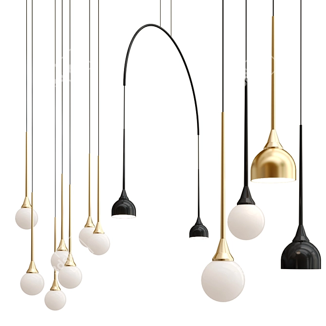 Elegant LED Pendant Lamp TULIPANO Collection 3D model image 1