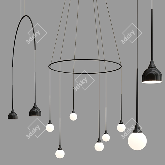 Elegant LED Pendant Lamp TULIPANO Collection 3D model image 2