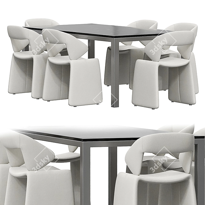 Sleek Suit Table Chair Set 3D model image 4