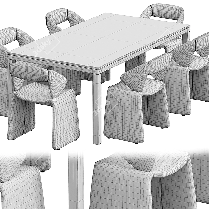 Sleek Suit Table Chair Set 3D model image 6