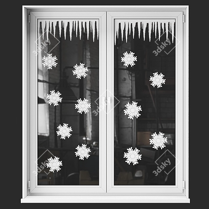 Festive Window Decals: New Year's Drawings 3D model image 4