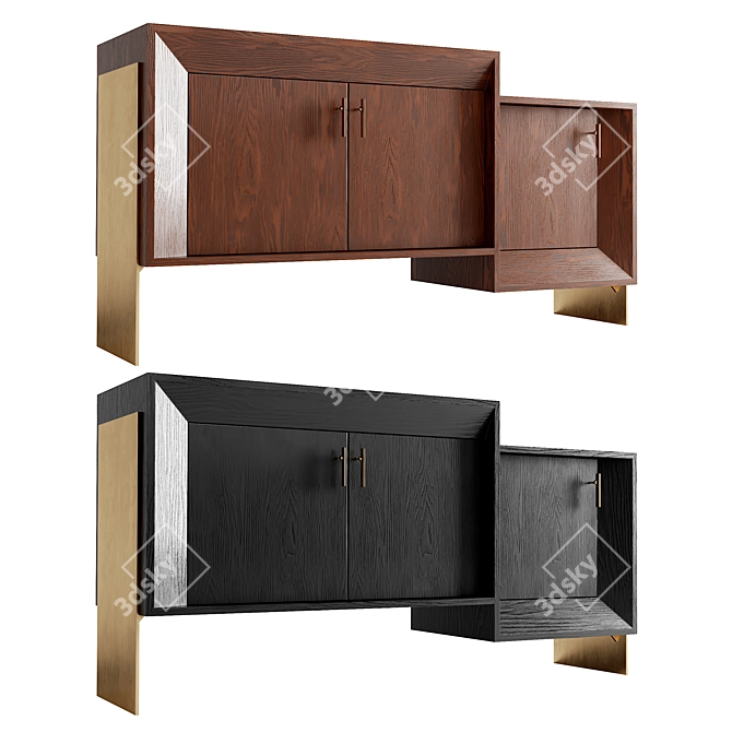 Kelly Wearstler Davana Credenza: 4 Materials 3D model image 3