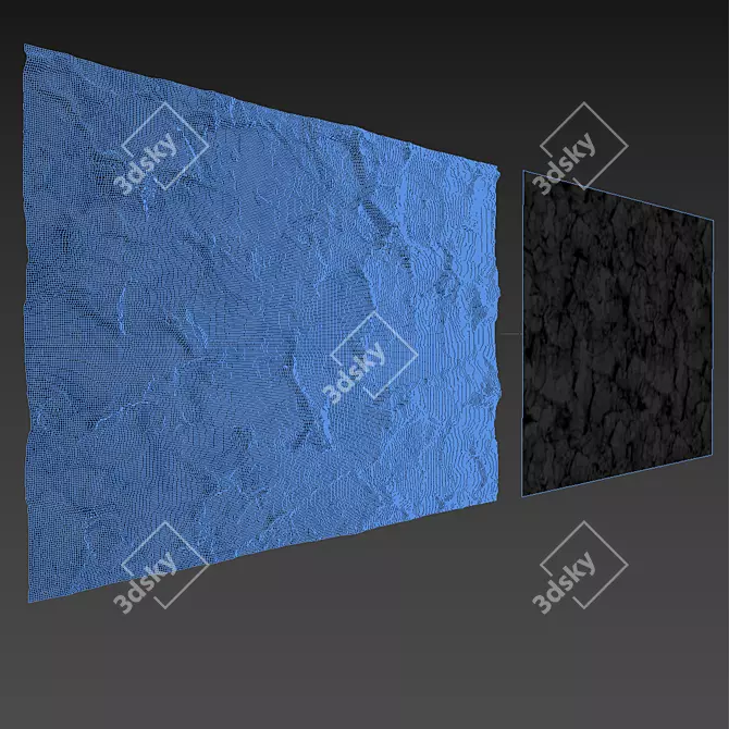 Displaced Stone Wall Texture 3D model image 5