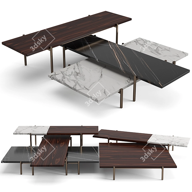 Minotti Superquadra Coffee Tables Set 3D model image 1