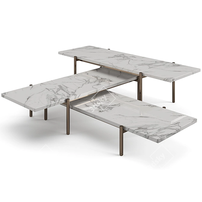 Minotti Superquadra Coffee Tables Set 3D model image 3