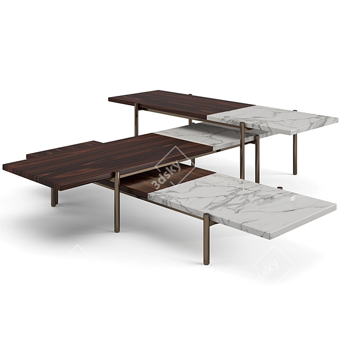 Minotti Superquadra Coffee Tables Set 3D model image 7