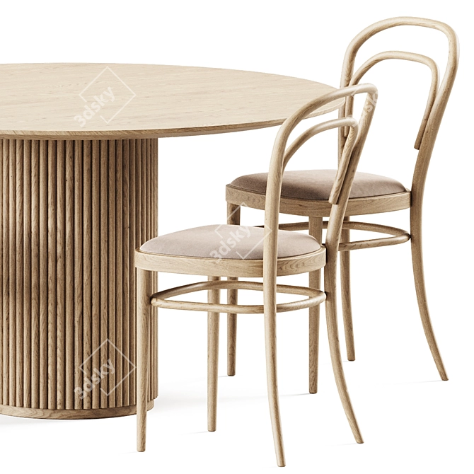 Royal Wood Table & Chair 3D model image 4