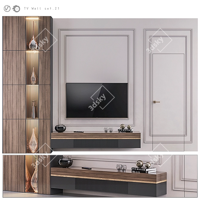 Sleek TV Wall Set 21: V-Ray & Corona 3D model image 1