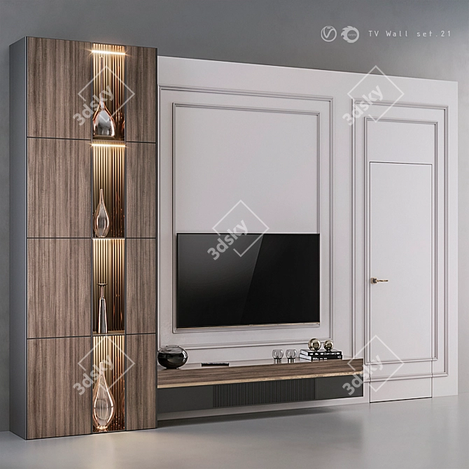 Sleek TV Wall Set 21: V-Ray & Corona 3D model image 2