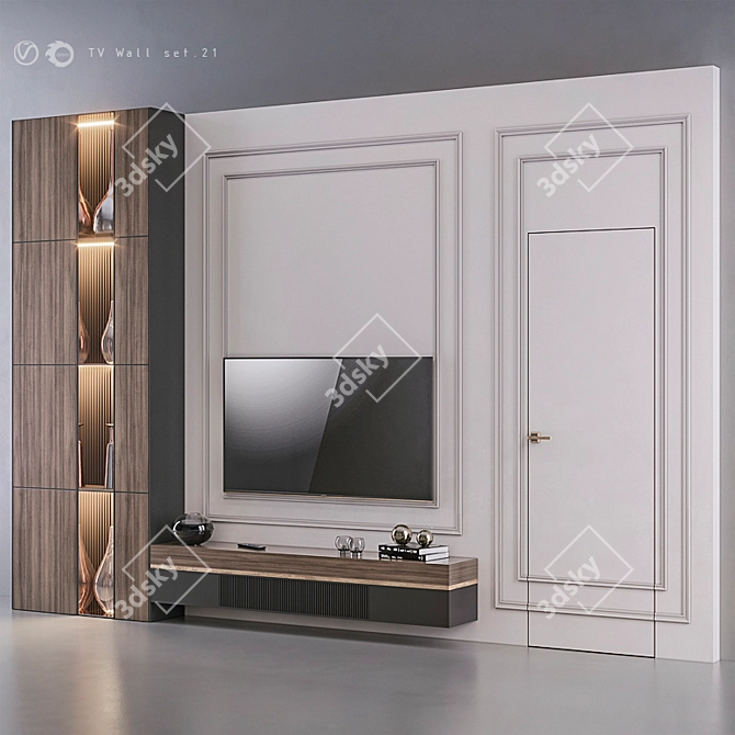 Sleek TV Wall Set 21: V-Ray & Corona 3D model image 3