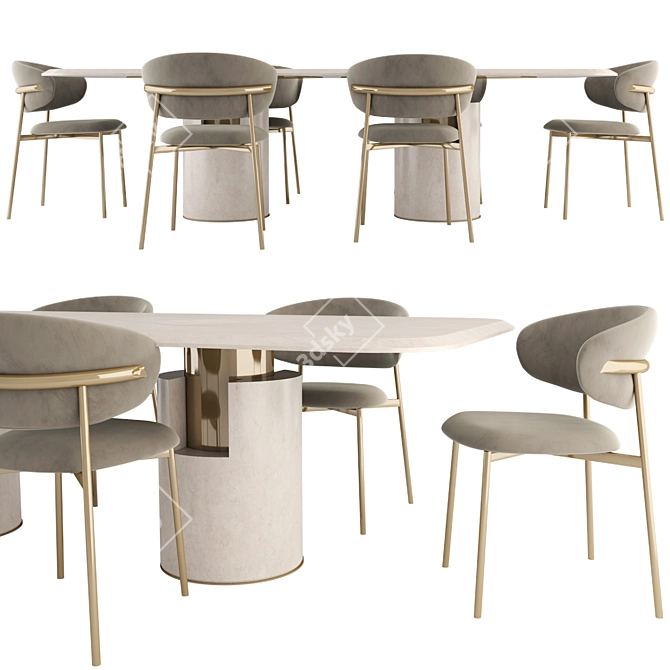 Elegant Dining Set: Alba Table and Oleandro Chair 3D model image 1