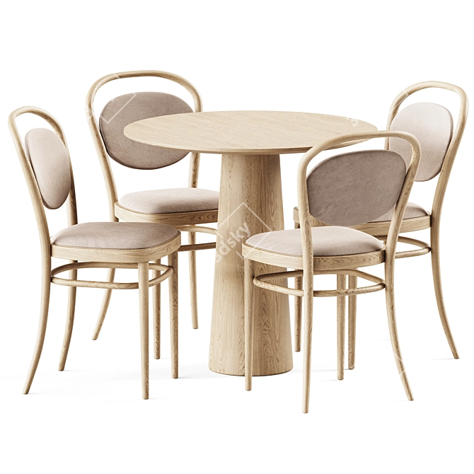 Natural Chic: POV D80 Table & 215 P Chair 3D model image 1