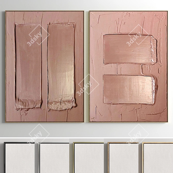 Plaster Photo Frame Set 3D model image 1