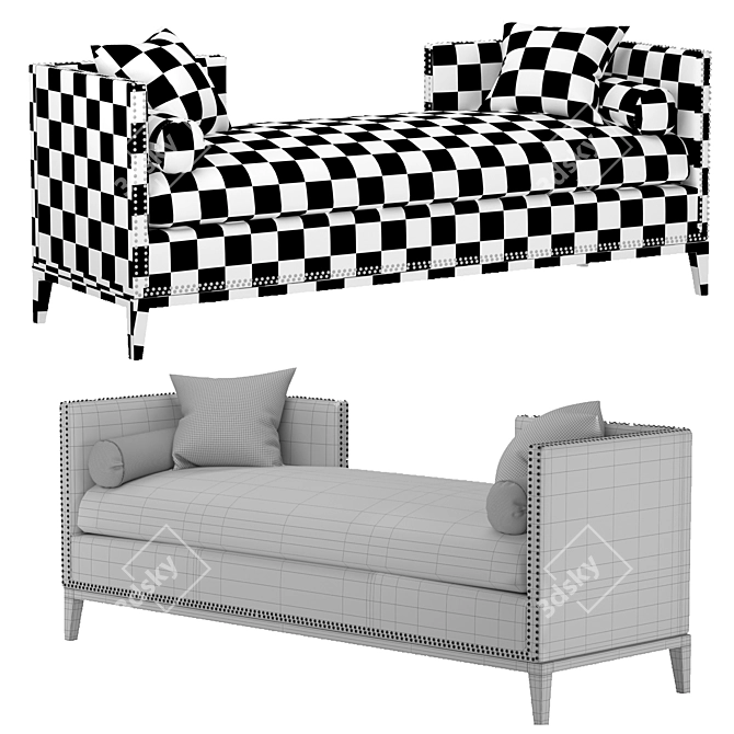 Mercury Platinum Double Chaise Lounge 3D model image 3