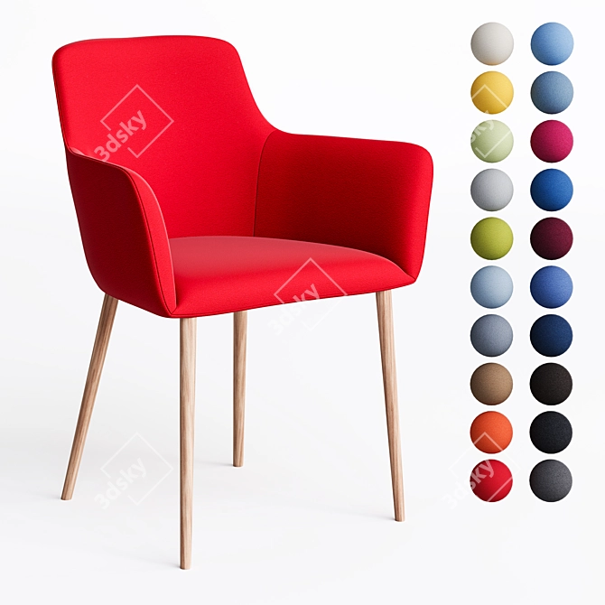 City Office Chair: Fabric & Wood Legs 3D model image 1