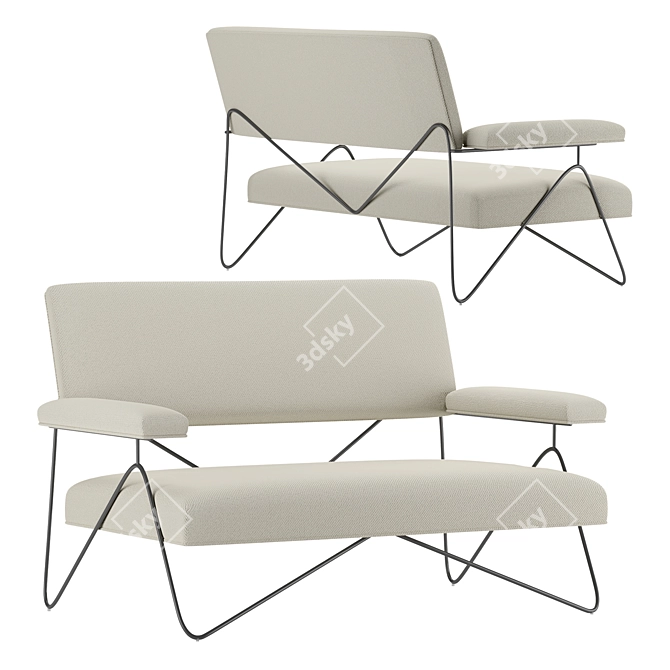 1950s-inspired Malibu Love Seat 3D model image 1