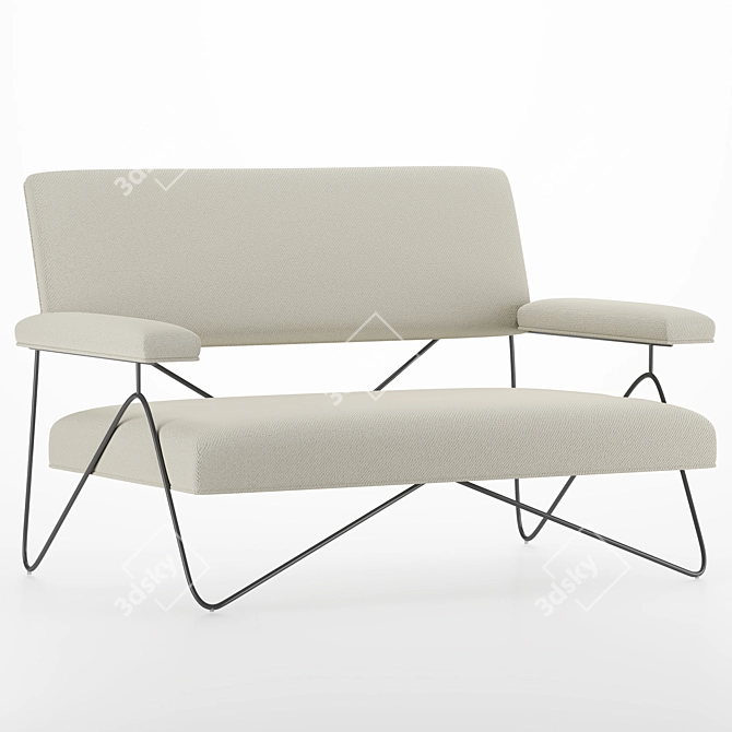 1950s-inspired Malibu Love Seat 3D model image 5