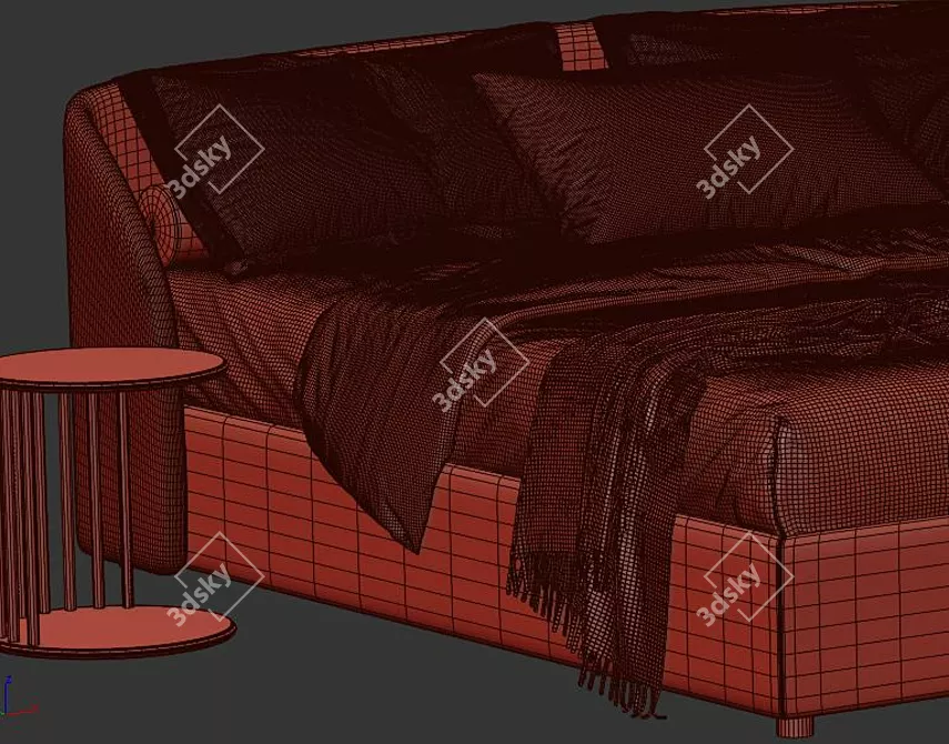 Celine Flou King Bed: Elegant and Luxurious 3D model image 5