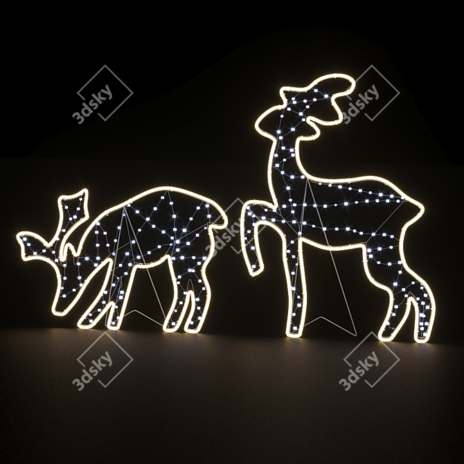  Illuminated LED Deer Figures 3D model image 2