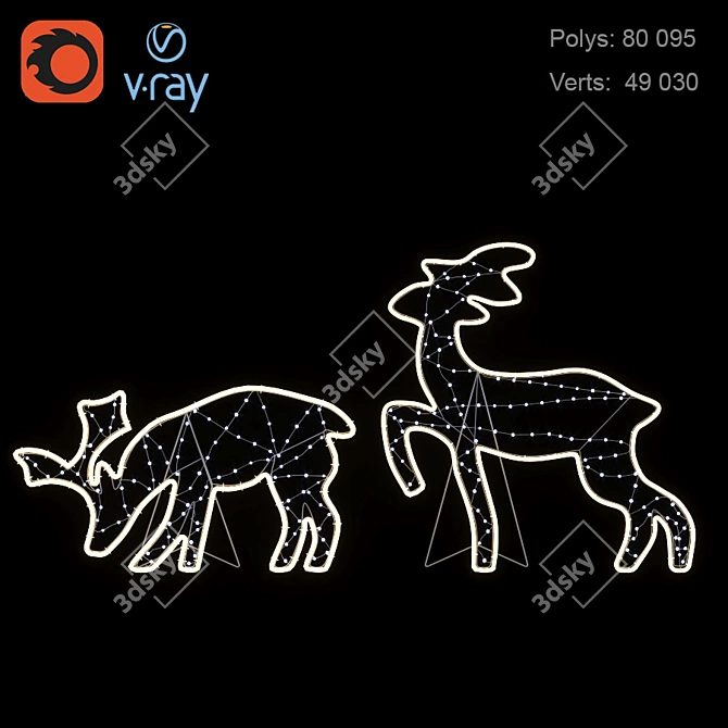  Illuminated LED Deer Figures 3D model image 9