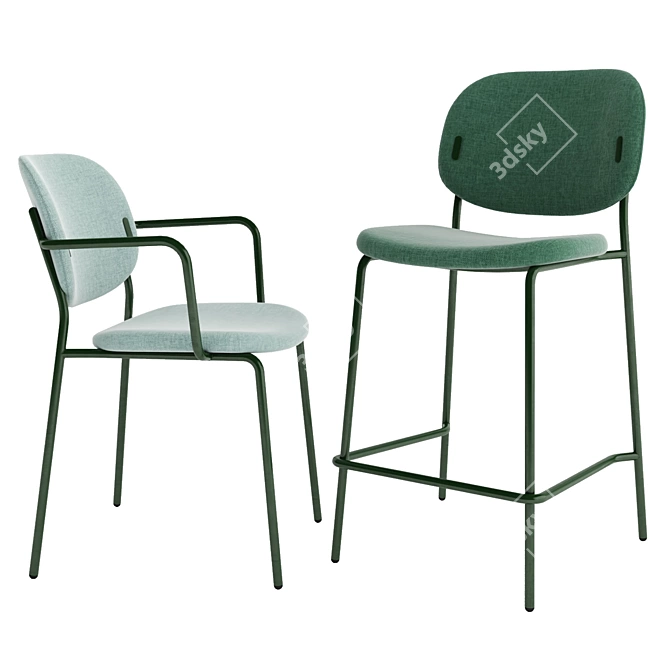 Connubia YO! Collection: Comfortable Dining Chair & Bar Stool 3D model image 2