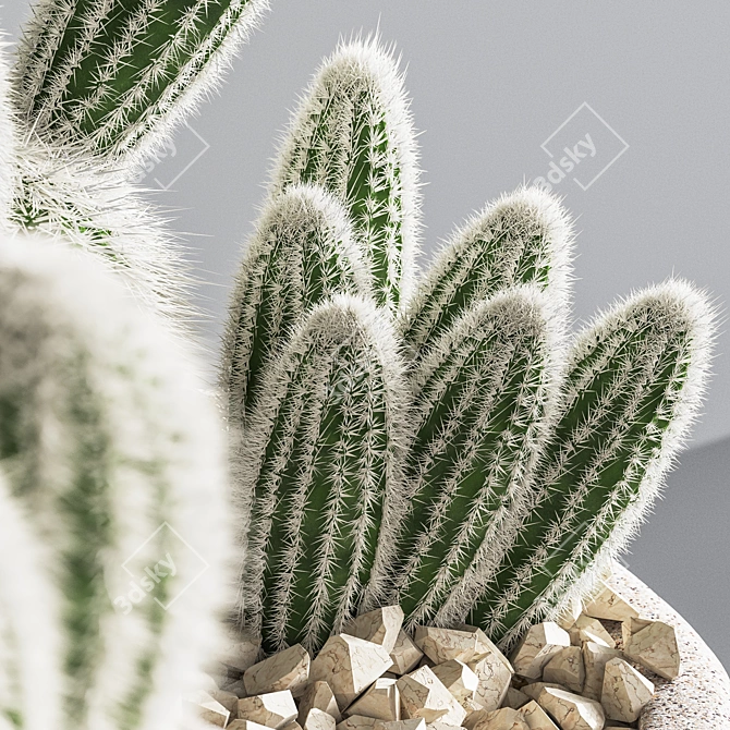 Sleek Cactus Sculpture 3D model image 2