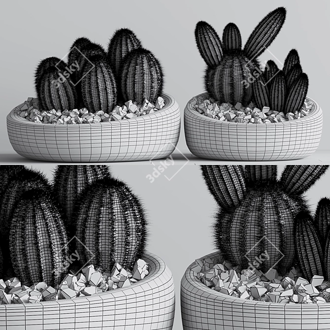 Sleek Cactus Sculpture 3D model image 4