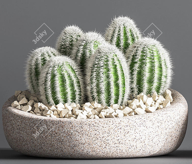 Sleek Cactus Sculpture 3D model image 6
