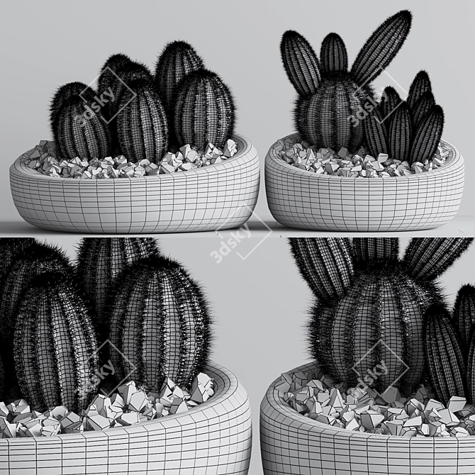 Sleek Cactus Sculpture 3D model image 11