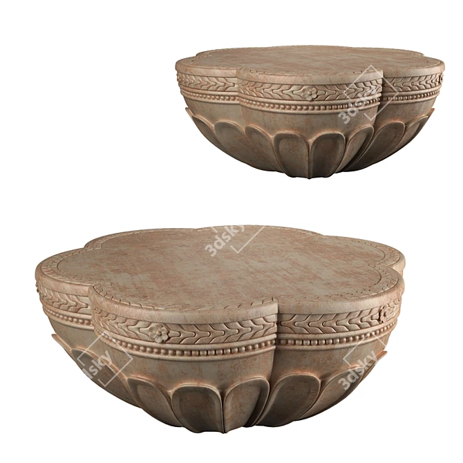 Handcarved Cicely Coffee Table 3D model image 1