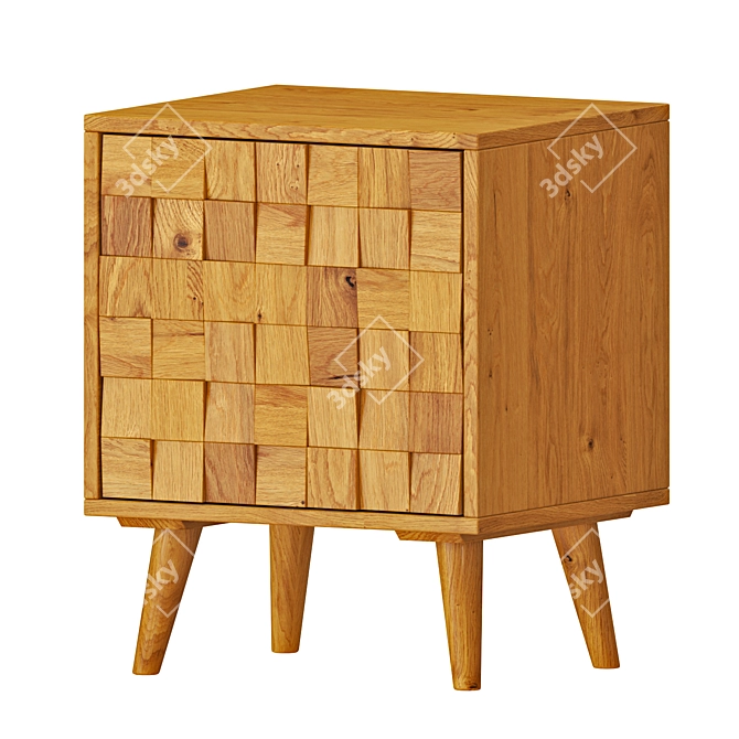 ZARA Wooden Bedside Table - Modern and Functional 3D model image 1