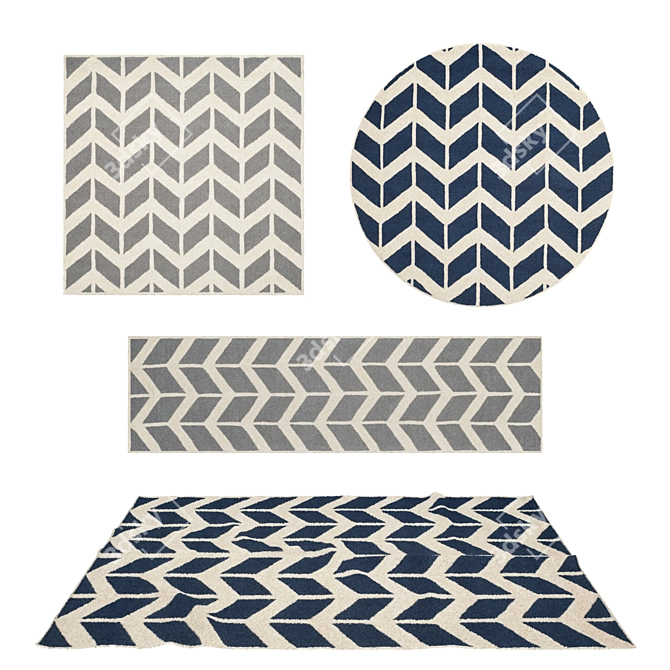 Versatile Set of 8 Rugs 3D model image 1