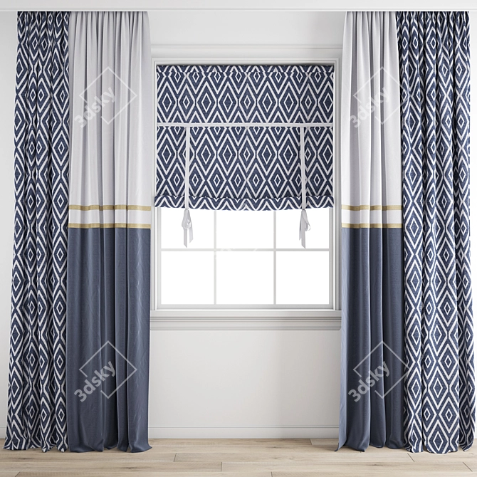 Premium Polygonal Model Curtain 3D model image 1