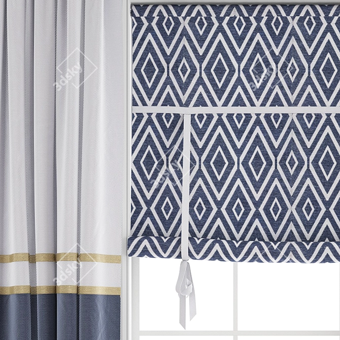 Premium Polygonal Model Curtain 3D model image 3