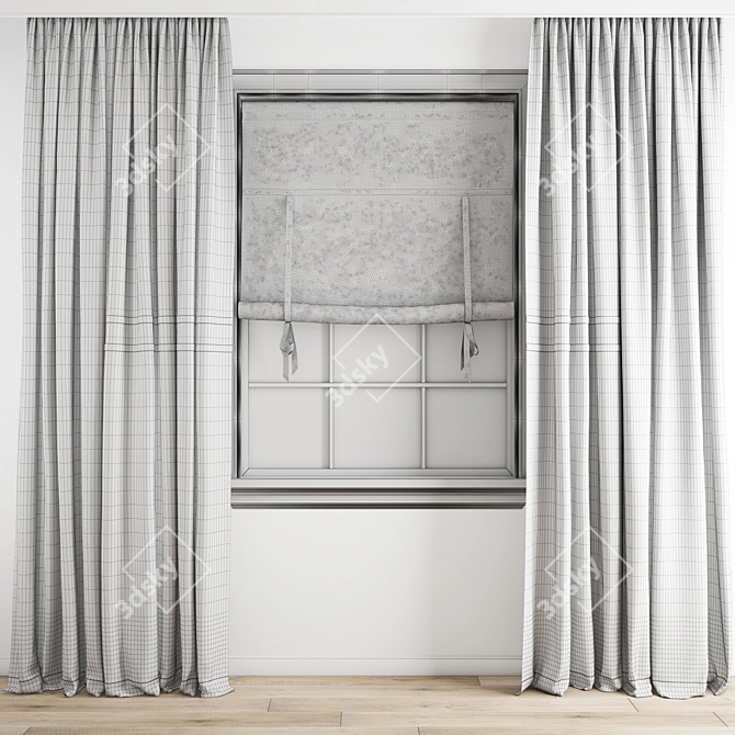 Premium Polygonal Model Curtain 3D model image 6