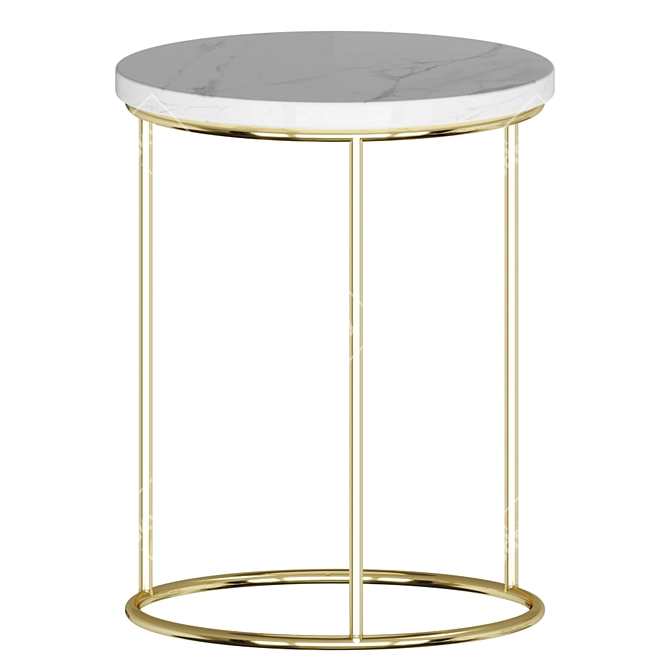 Elegant Marble & Gold Side Table 3D model image 1